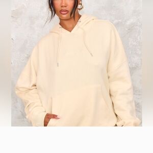 PrettyLittleThing Cream Oversized Hoodie